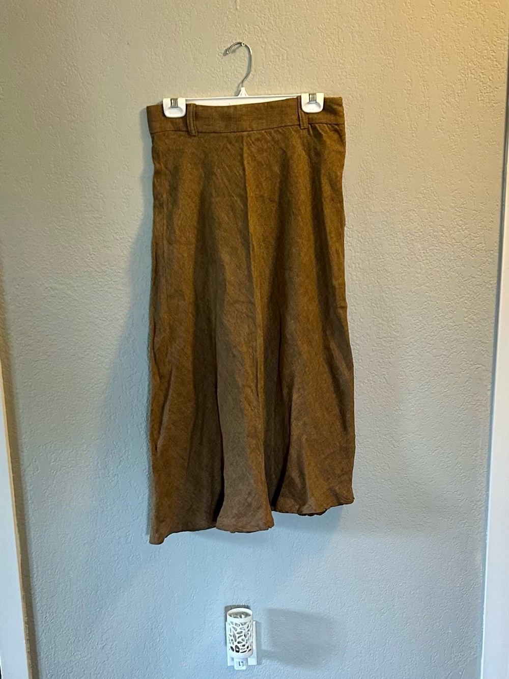 Massimo Dutti Brown Linen Flared Midi Skirt